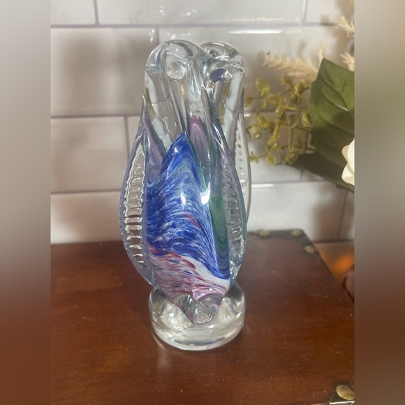 Vintage Murano Multi Coloured Glass Handblown Pair of Love Penguins Italy Marked - Picture 4 of 12